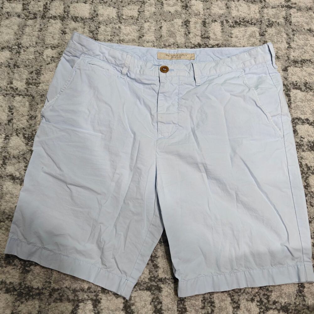 Burberry Brit Mens Chino Shorts Light Blue Cotton Twill Size 31 Waist 34 Luxury